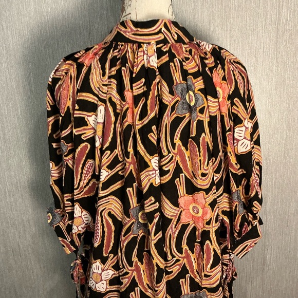 Christian Siriano Black and Orange Floral Blouse Size Large - Picture 6 of 12